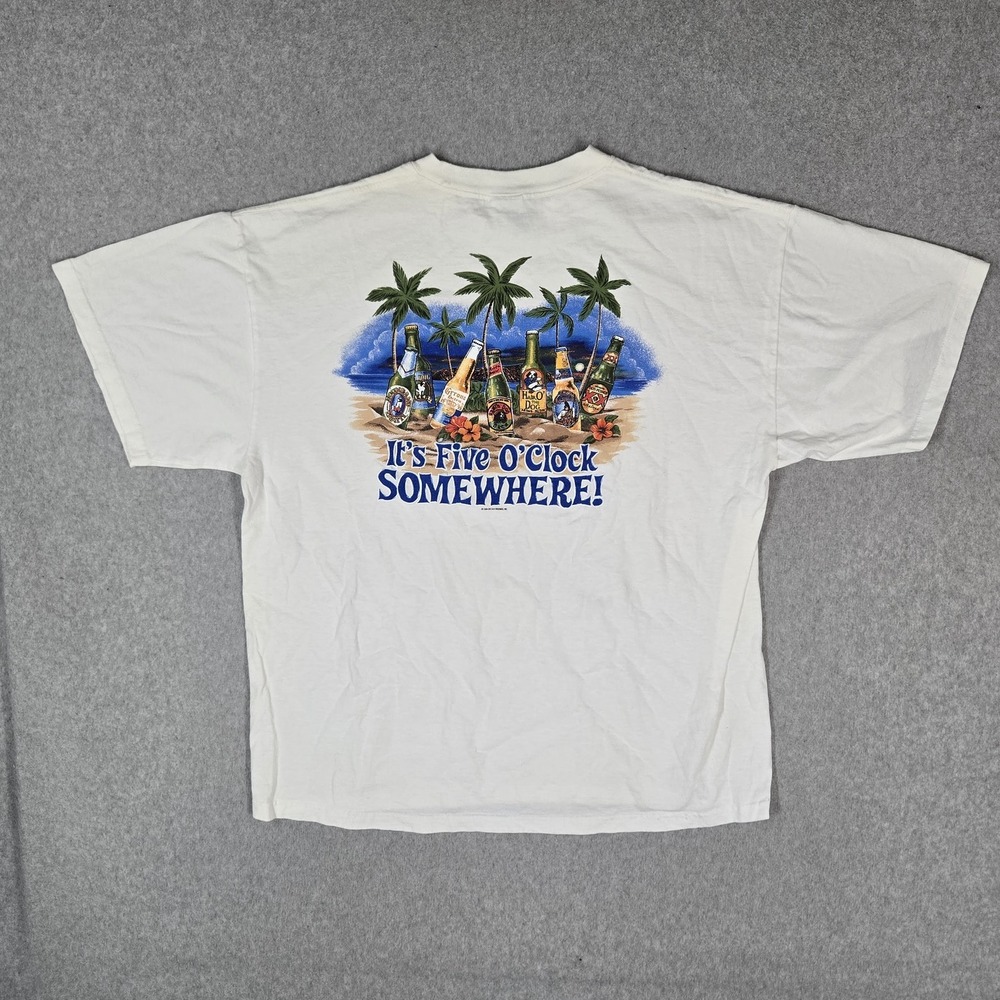 Vintage Beer Shirt Xl White Graphic Beer Bottles It's 5 O Clock Somewhere